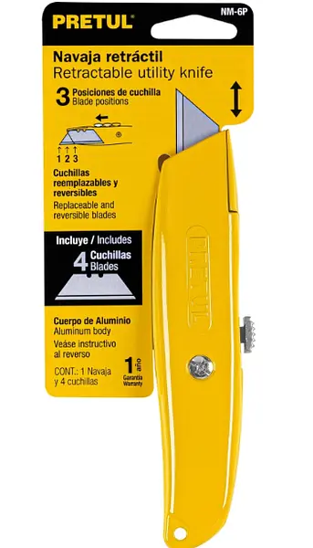 Navaja Retráctil 6" Cuerpo De Aluminio, Pretul