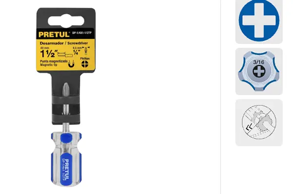 Desarmador De Cruz 1/4 X 1-1/2" Mango De Pvc, Pretul